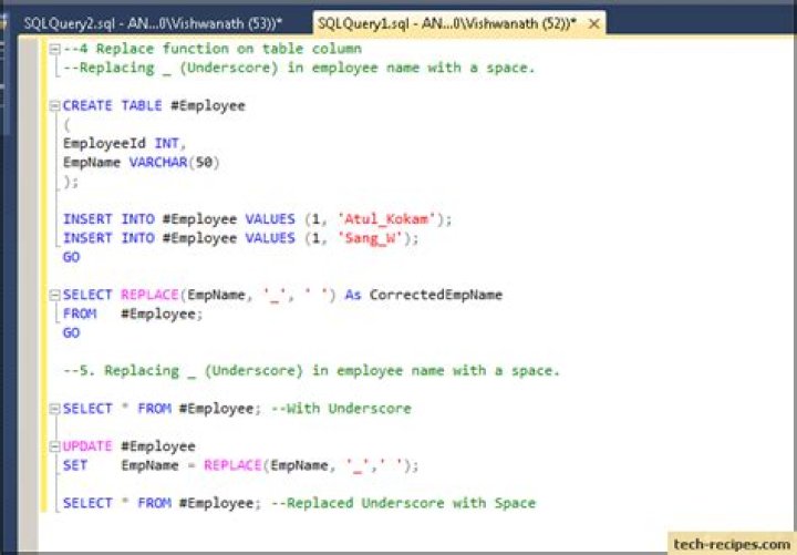How to write replace query in sql